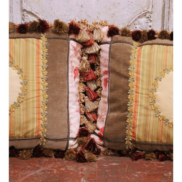 Pair of 18th Century Aubusson Tapestry Fragment and Passementerie Lumbar Pillows For Sale In Dallas - Image 6 of 9