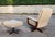 Beige Set of Mid-Century Swivel Armchair and Ottoman in Tweed and Wood, 1970 For Sale - Image 8 of 13