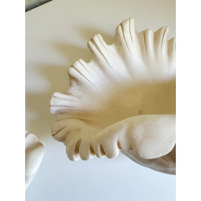 White Serge Roche Style Clam Shell Wall Pockets - A Pair For Sale - Image 8 of 13