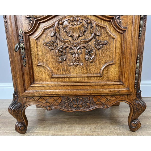 Gold Vintage Grandfather Clock in Oak For Sale - Image 8 of 17