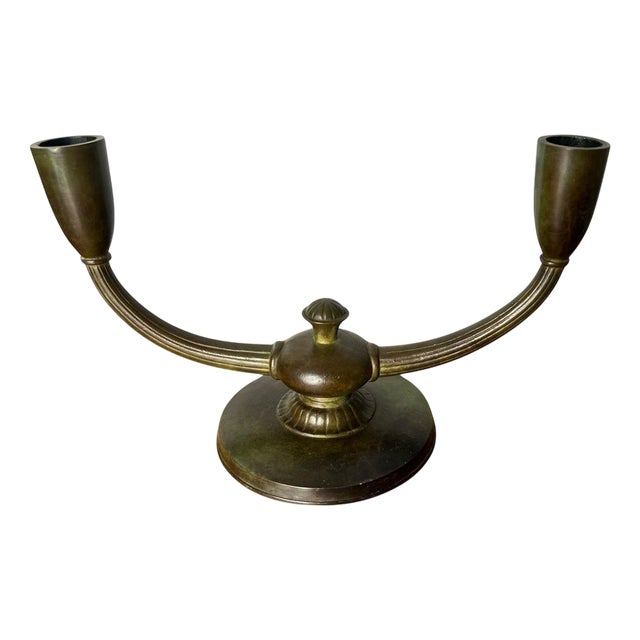 Art Deco Bronze Candelabra attributed to GAB, Sweden, 1930s For Sale