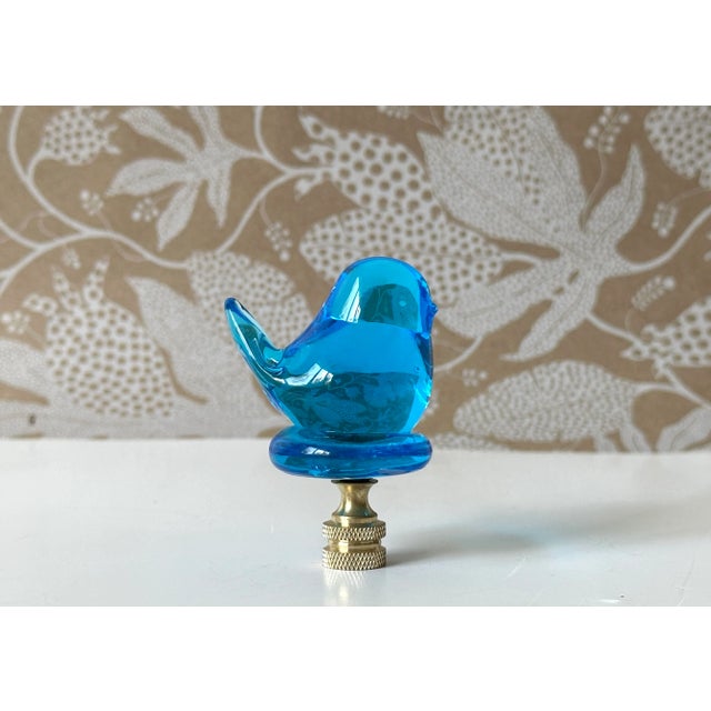 Aqua Bluebird Glass Lamp Finial For Sale - Image 8 of 8