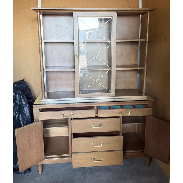 Mid-Century Modern Vintage Hollywood Regency-MCM Transition Century Furniture Co. Hutch For Sale - Image 3 of 10
