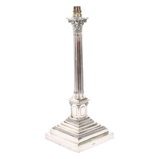 Antique Sterling Silver Corinthian Column Table Lamp from Walter Latham & Son, 1910s For Sale - Image 12 of 12