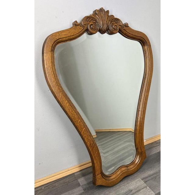 French Wall Mirror with Ornate Carved Oak Frame For Sale - Image 9 of 9