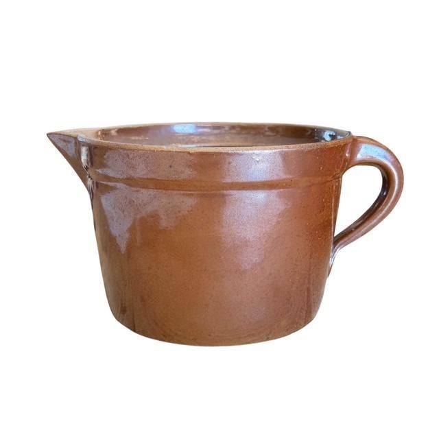 1910s Stoneware Pitcher With Handle and Spout For Sale - Image 4 of 5