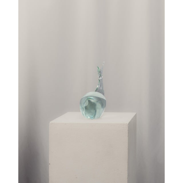 Sculpture representing a whale in Murano glass by Licio Zanetti (1937, Venice), made of solid translucent glass. Signed on...