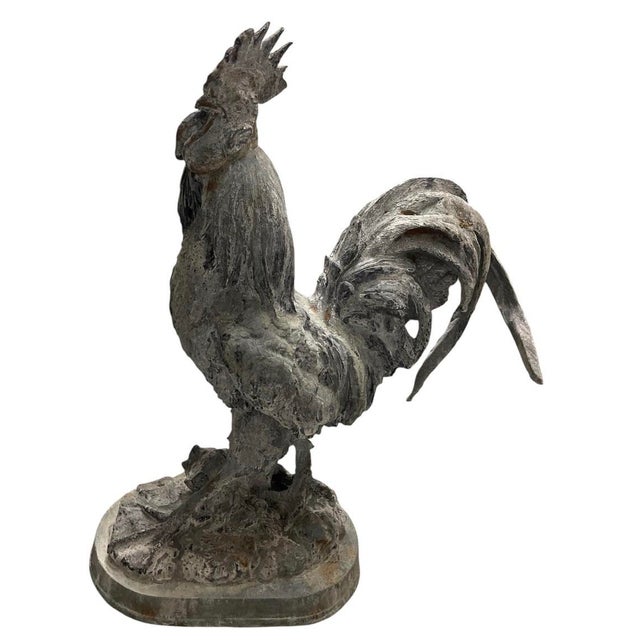 Pair of Mid-20th Century Vintage Cast Iron Rooster Garden Statues For Sale In West Palm - Image 6 of 12