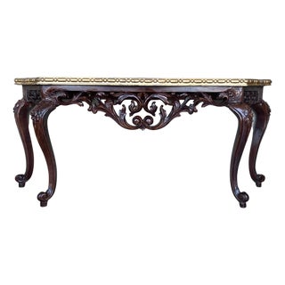 Early 20th Century Large French Regency Carved Walnut Console Table with Gilted Edges For Sale