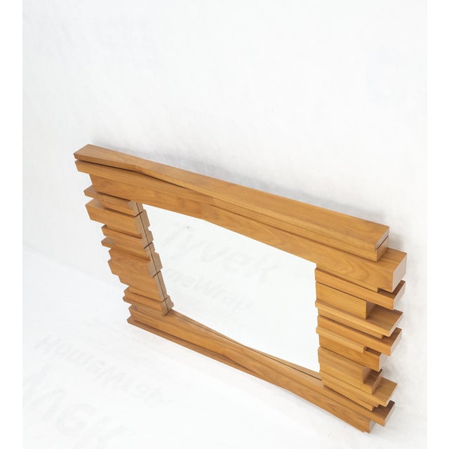 Light Solid Walnut Arts and Crafts Style Mid-Century Modern Wall Mirror For Sale - Image 11 of 12