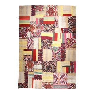 Authentic Patchwork From Vintage Tribal Kilims – Anatolian Craftsmanship for Modern Home Decor -6' 9'' X 9' 7'' For Sale