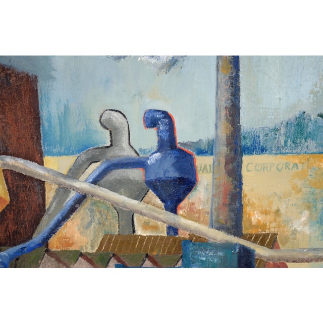 Textile Factories - Industrial Landscape in Oil on Linen by Doris Lyons Hoover For Sale - Image 7 of 10