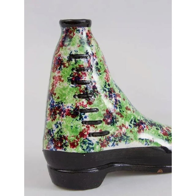 Pottery Pearlware Sponged Spirit Flasks Modeled in Form of Boots - a Pair For Sale - Image 4 of 5