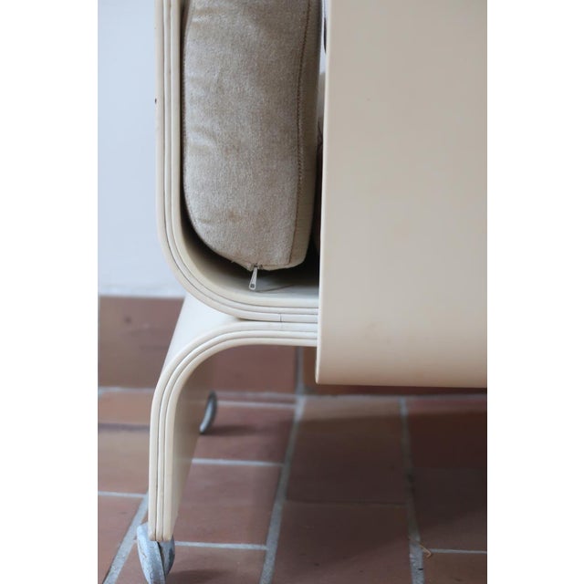 Space Age Bentwood and Velvet Lounge Chair on Castors, 1970s For Sale - Image 14 of 16