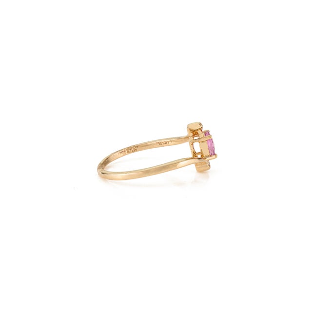 Not Yet Made - Made To Order 14k Gold Natural Pink Sapphire Bypass Diamnd Three Stone Promise Ring Size 5.5 For Sale - Image 5 of 16