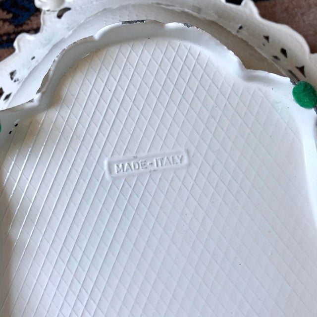 White Pierced White Enamel Italian Metal Basket For Sale - Image 8 of 9