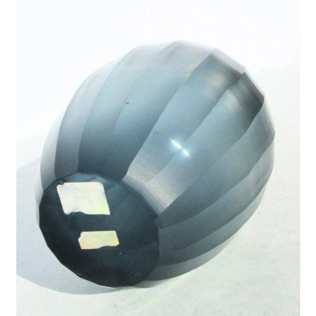 1990s 1990s Dark Grey Cut Art Glass Vase For Sale - Image 5 of 8