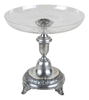 Silver Centerpiece with Engraved Glass Bowl, Austria, 1895