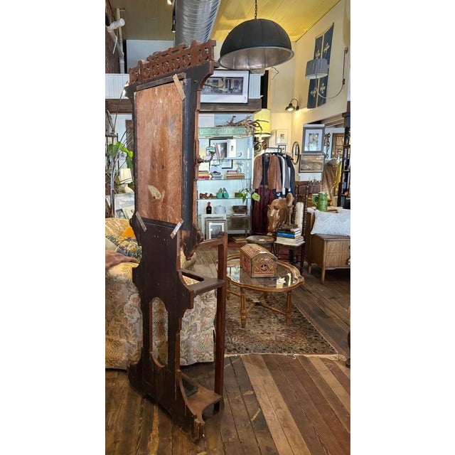 Antique Victorian Mirrored Hall Tree or Coat Rack For Sale - Image 4 of 9
