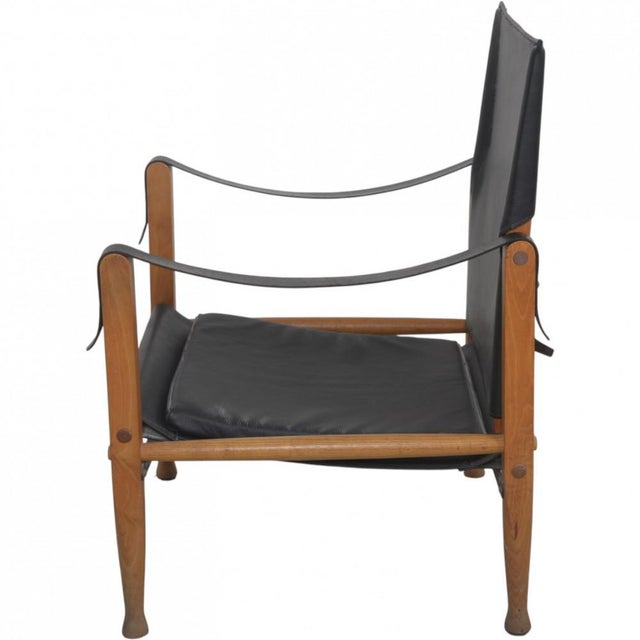 Square Cushion Safari Chair in Black Leather, 1990s For Sale - Image 14 of 18