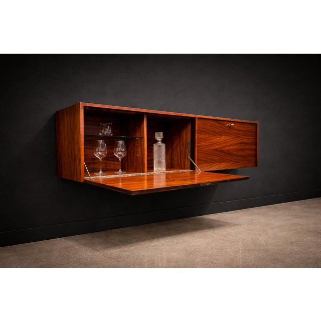 Brazilian Modern Floating Bar / Sideboard in Hardwood by Carlo Hauner, 1950s For Sale - Image 13 of 13
