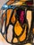 Amber Antique Folk Art Stained Glass Pendant Fixture For Sale - Image 8 of 10