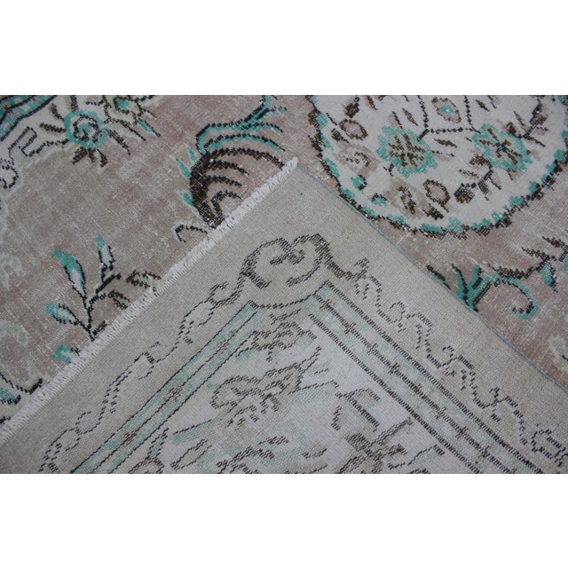 1950s Asian Vintage Floral Desing Natural Wool Oushak Area Rug For Sale - Image 11 of 13