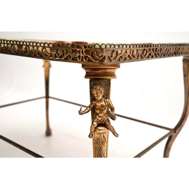 Vintage French Brass and Onyx Coffee Table, 1920 For Sale - Image 9 of 11