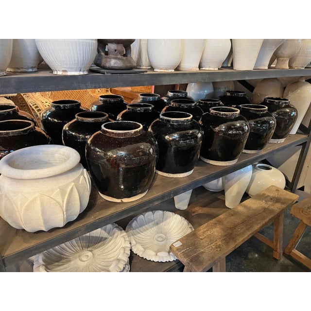 Ceramic Vintage Mid 20th Century Black Ceramic Jar For Sale - Image 7 of 8