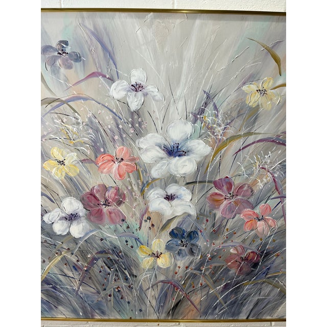 Large Signed Lee Reynolds Floral Still Life Painting in Original Brass Frame For Sale - Image 9 of 9