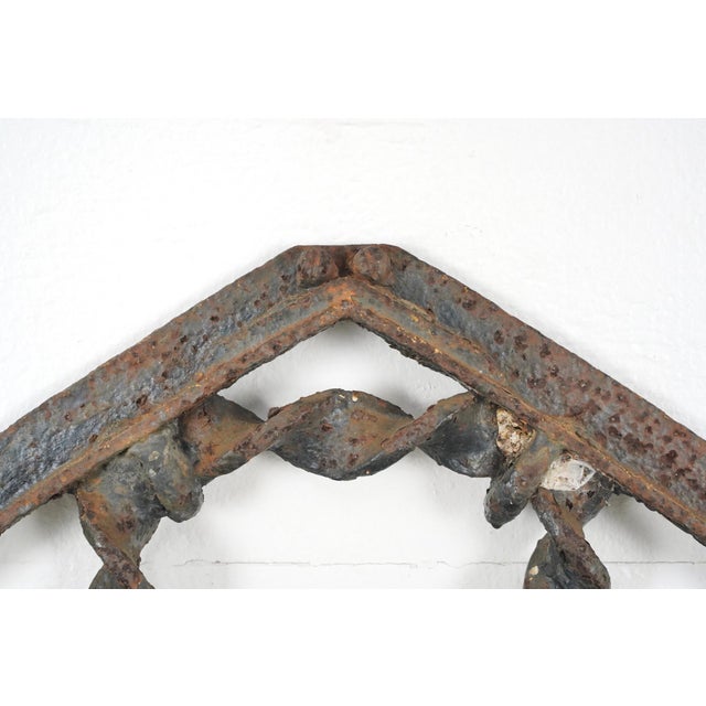 Antique Gothic Wrought Iron Window Grille Transom For Sale - Image 9 of 10