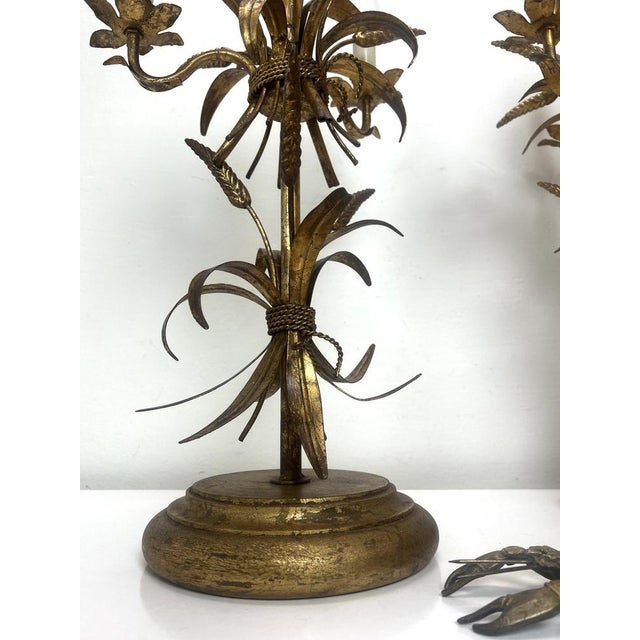 Gilt Sheaf of Wheat Table Lamps attributed to Hans Kögl, 1960s, Set of 2 For Sale - Image 12 of 16