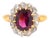 Antique Belle Époque Ring 18k Gold - 2.5ct Rubellite Garnet & 1ct Old Cut, Size 6.5 For Sale