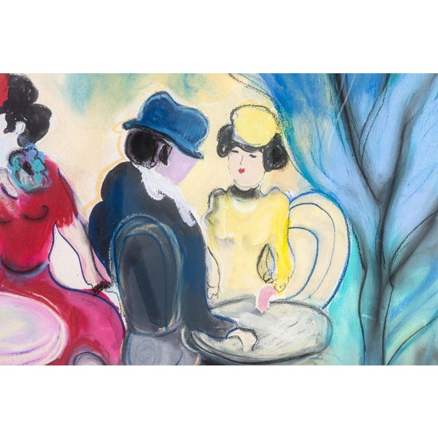 Zule Moskowitz Signed Post-Impressionist Figurative Pastel on Paper Framed 1980s For Sale - Image 4 of 8