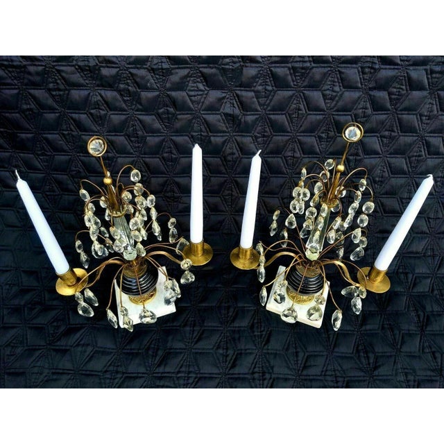 C1820 Antique Russian Neoclassical Ormolu W/ Royal Blue Glass Girandoles/ Candelabra For Sale - Image 11 of 13