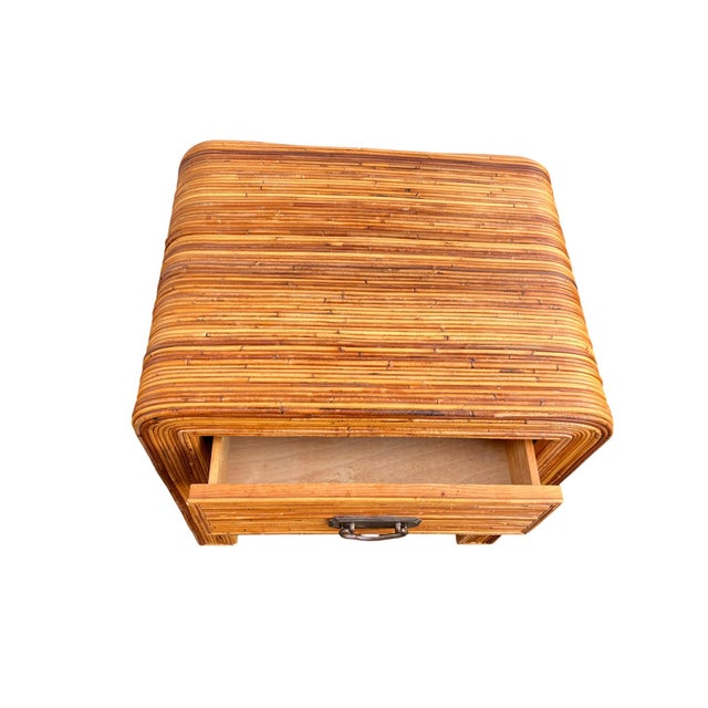Mid 20th Century Pencil Reed Rattan Crespi Style Nightstand End Table For Sale - Image 11 of 18