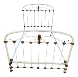 Antique Wrought Iron and White Brass Bed, 1900