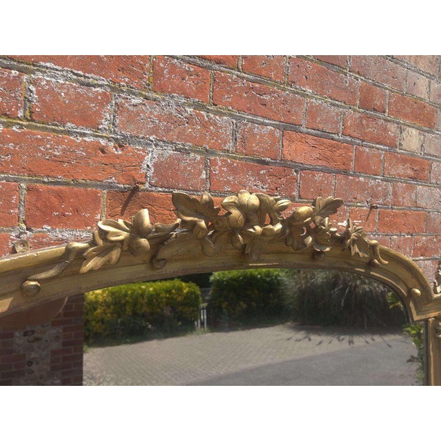 Large Antique English Gilt Overmantle Mirror For Sale - Image 4 of 6