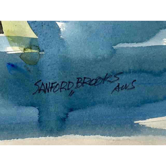 Late 20th Century Late 20th Century Forest Landscape with Waterfall Watercolor Painting by Sanford Brooks For Sale - Image 5 of 8