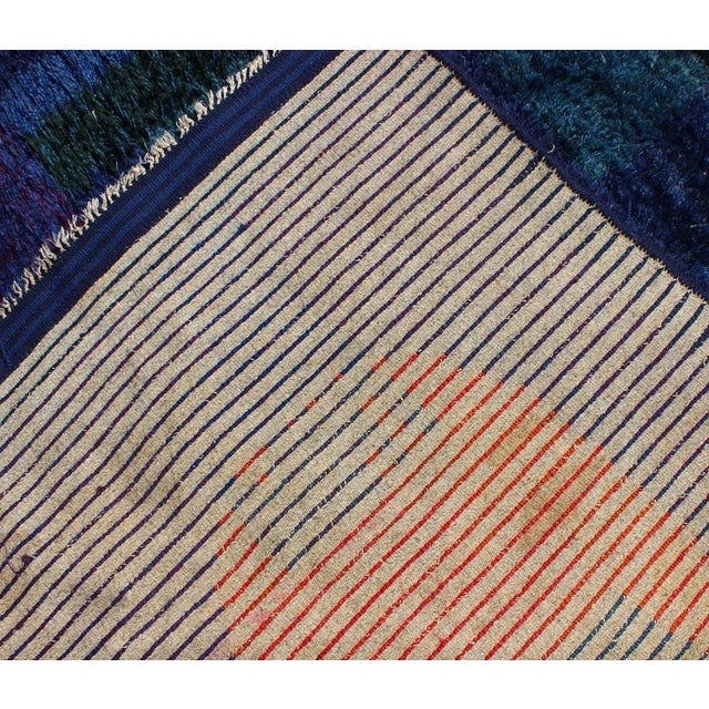 Vintage Swedish Hand Knotted Rug in Abstract Design With Brilliant Colors 4'10'' X 7'2'' For Sale In Atlanta - Image 6 of 6