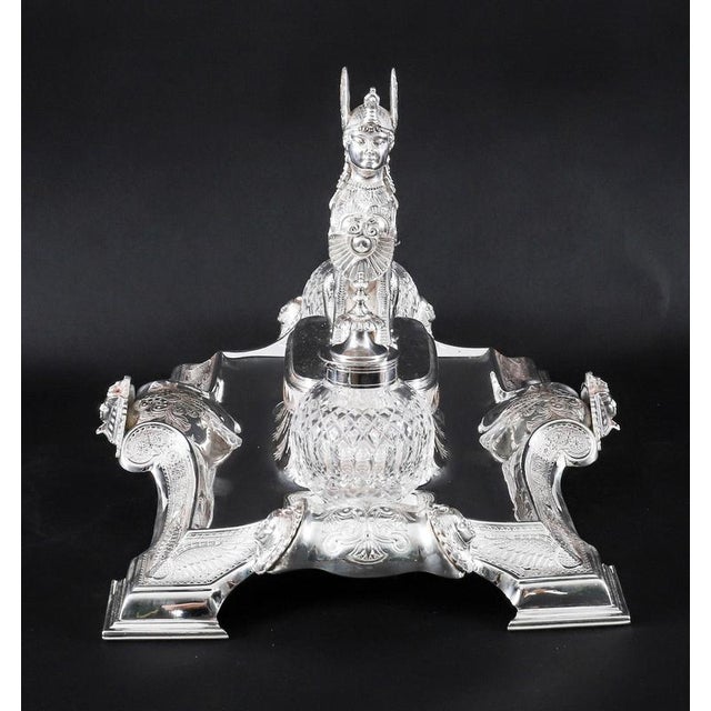 Antique Victorian Egyptian Revival Inkstand, 1890s For Sale - Image 9 of 18
