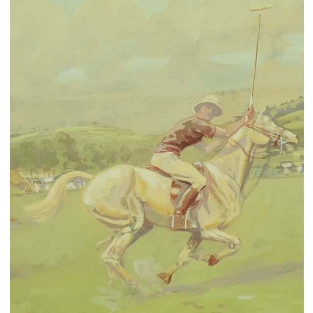 Paint "Against the Boards" Original C1975 Polo Pastel Gouache by Eric Meade-King For Sale - Image 7 of 9