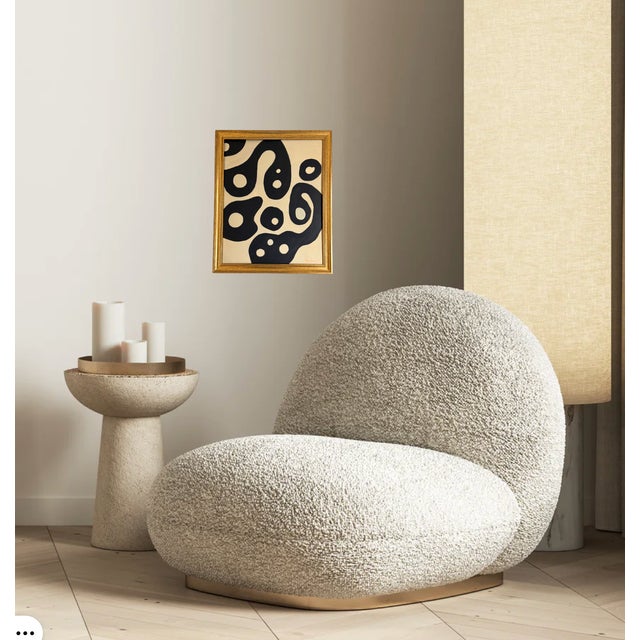 Bryan Boomershine original abstract Mid-Century Inspired Painting in cream and In a gold wood frame. This painting will a...