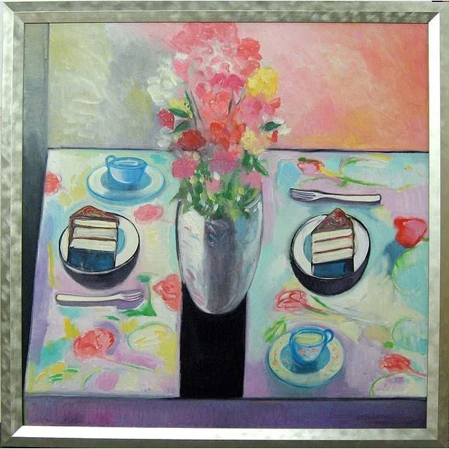 1980s Earl Linderman "Doktor Thrill's Strawberry Chiffon Desert" Original Painting, Framed For Sale - Image 4 of 4