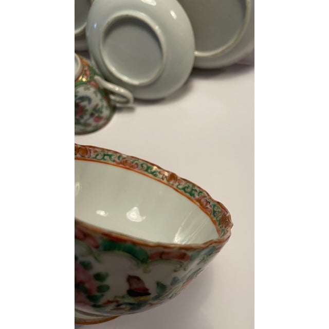 Antique Rose Medallion Porcelain China - Set of 8 Pieces For Sale - Image 6 of 8