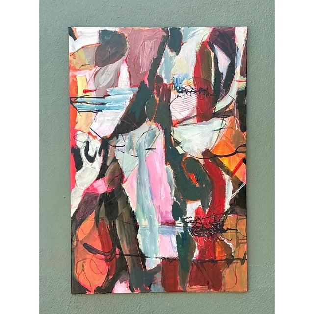 Vintage Abstract Expressionist Oil Painting on Canvas For Sale - Image 4 of 12