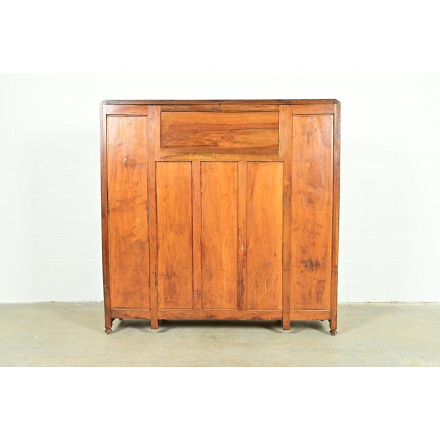 Louis Majorelle Style Antique French Art Nouveau Carved Burled Walnut Bibliotheque Bookcase Cabinet, Circa 1900 For Sale - Image 14 of 15
