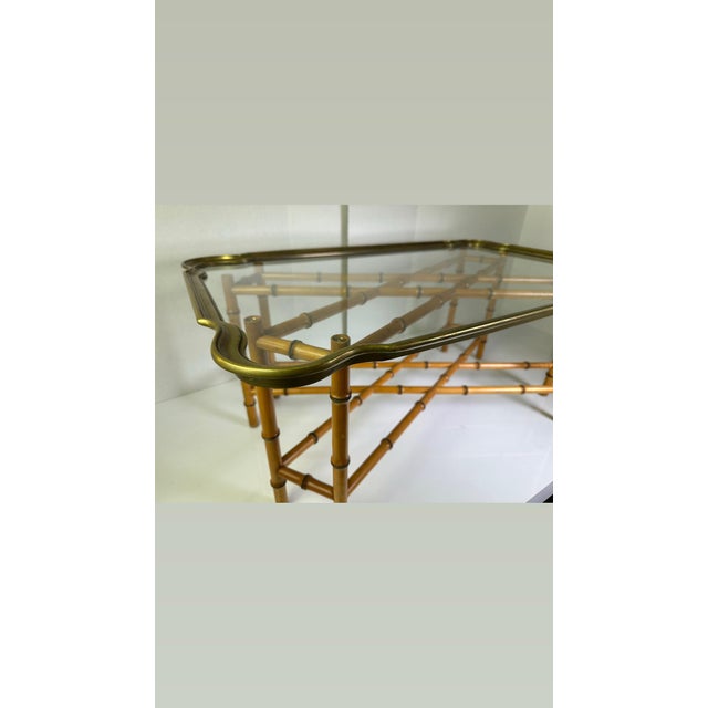 1970s Regency Style Faux Bamboo and Brass Coffee Table For Sale - Image 12 of 12