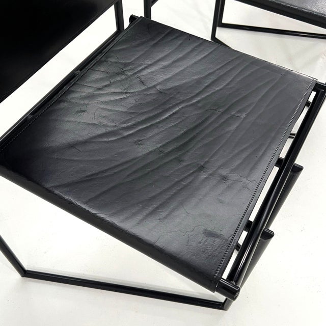 Black Model 91 Chairs in Black Leater by Mario Botta for Alias, 1990s, Set of 4 For Sale - Image 8 of 16