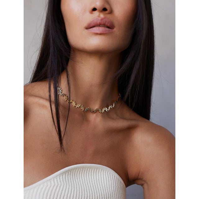 Art Deco 18k Solid Gold Chain Link Necklace For Sale - Image 3 of 9